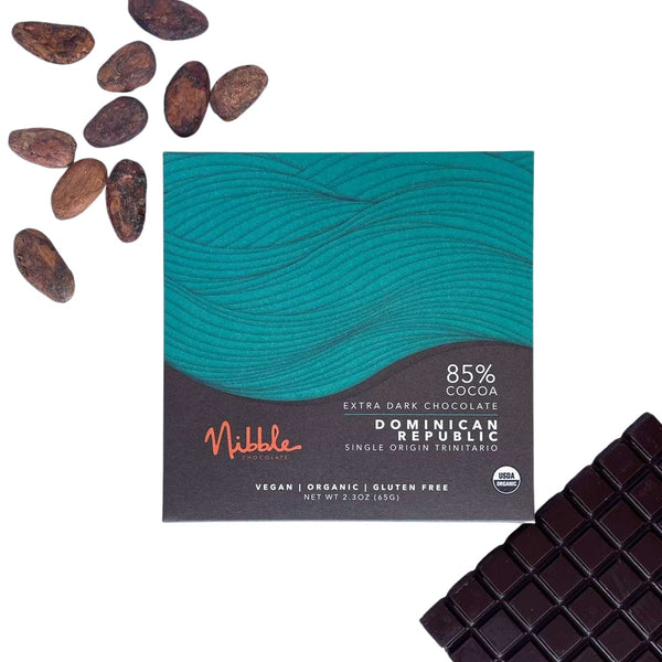 Extra Dark Chocolate | 85% Cocoa Dominican Republic | Organic | Nibble
