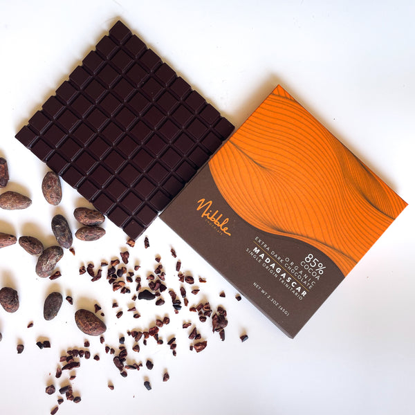 Extra dark chocolate 85% Cocoa Madagascar | Organic | Nibble Chocolate