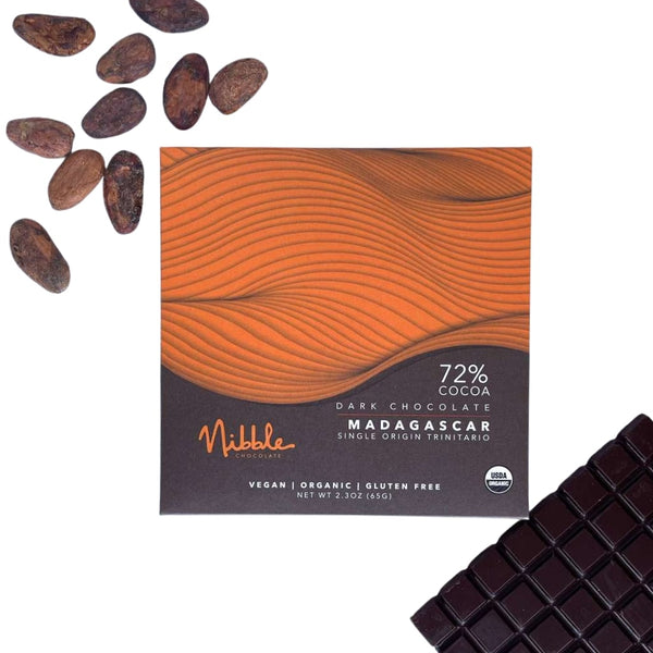 Dark Chocolate | 72% Cocoa Madagascar | Organic | Nibble Chocolate