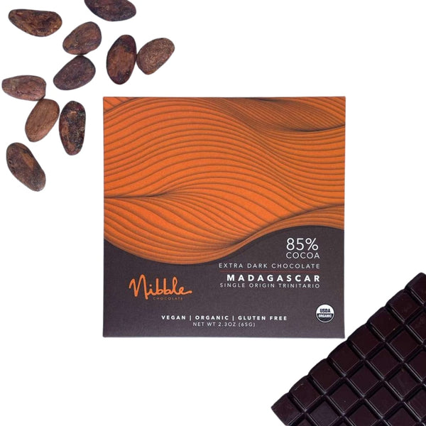 Extra dark chocolate 85% Cocoa Madagascar | Organic | Nibble Chocolate