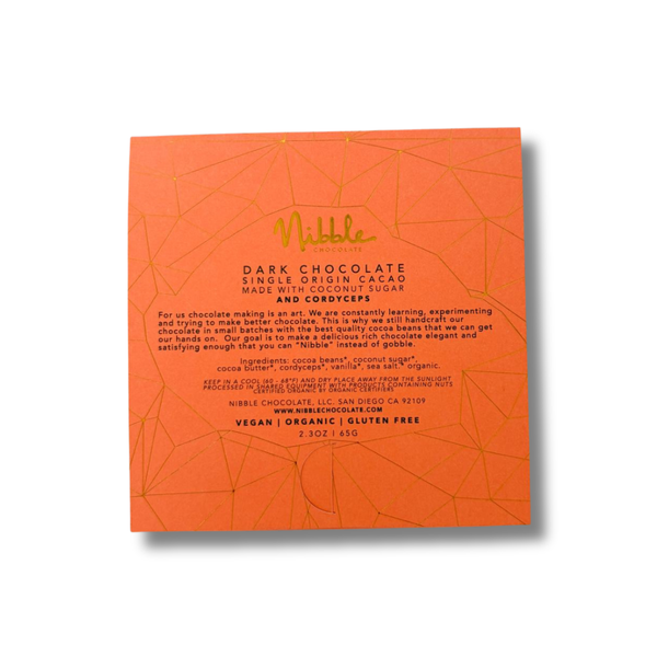 Cordyceps Mushroom Dark Chocolate Bar | Nibble Chocolate