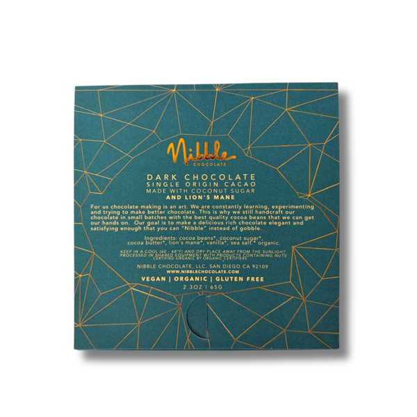 Lion’s Mane Mushroom Dark Chocolate Bar | Nibble Chocolate
