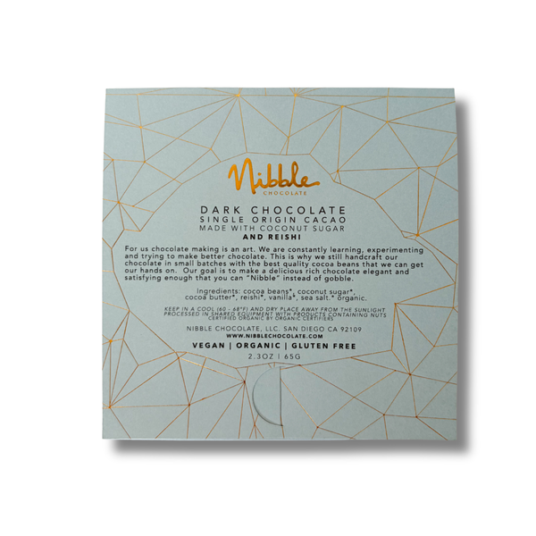 Reishi Mushroom Dark Chocolate Bar | Nibble Chocolate