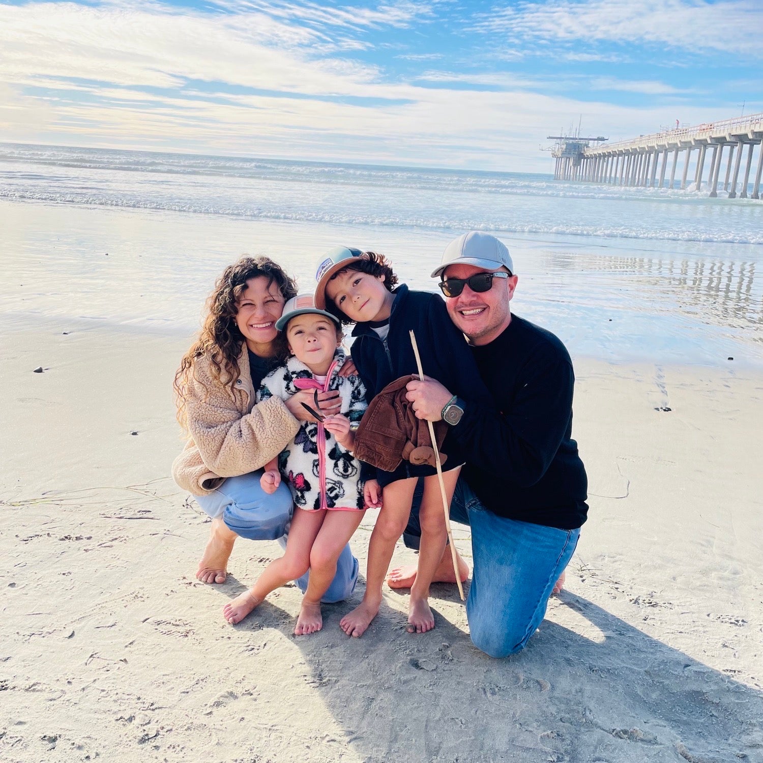 The Nibble Chocolate family together at the beach in San Diego